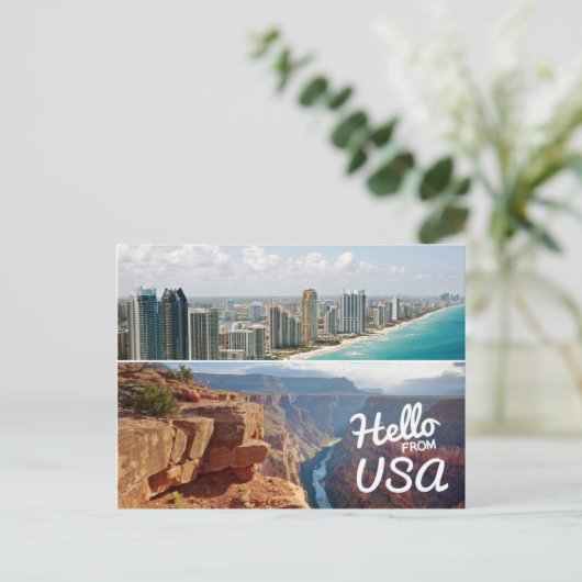 hallo uit de VS Briefkaart (Staand voorkant)