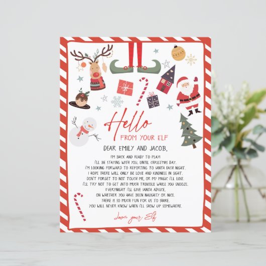 Hallo Uit Elf Aankomstbrief ben ik terug met kerst (Staand voorkant)