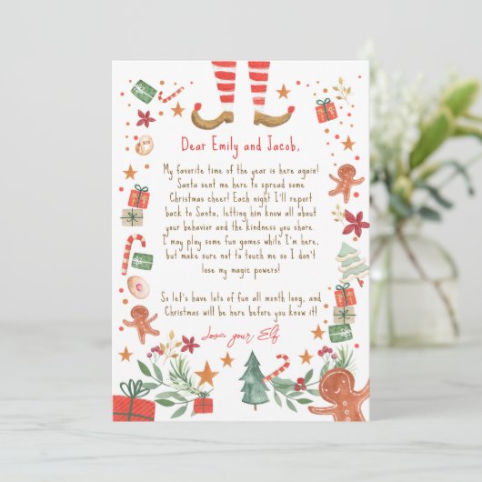 Hallo Uit Elf Aankomstbrief ben ik terug met kerst Kaart (Staand voorkant)