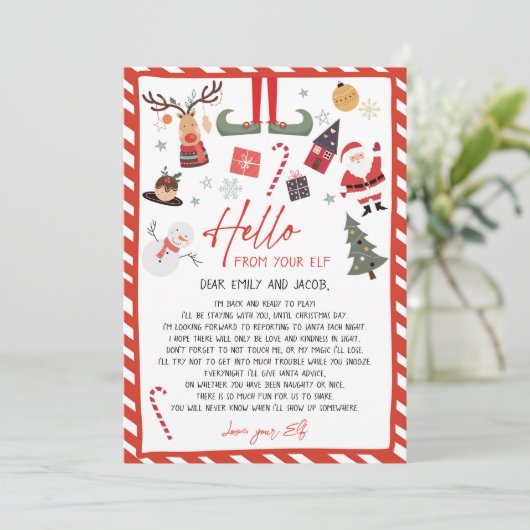 Hallo Uit Elf Aankomstbrief ben ik terug met kerst Kaart (Staand voorkant)