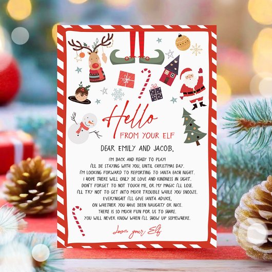 Hallo Uit Elf Aankomstbrief ben ik terug met kerst Kaart