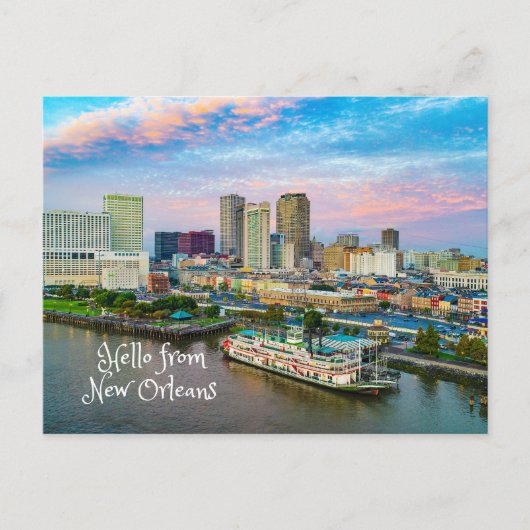 hallo uit het Uitzicht van New Orleans City Briefkaart (Voorkant)
