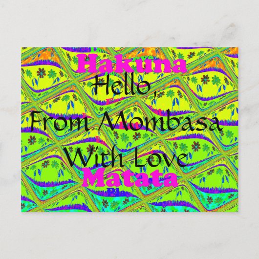 hallo uit Mombasa met Love Hakuna Matata postcar Briefkaart (Voorkant)