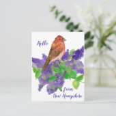 hallo uit New Hampshire Paars Finch Briefkaart (Staand voorkant)
