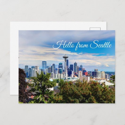 hallo uit Seattle, Washington. Uitzicht in het cen Briefkaart (Voorkant / Achterkant)