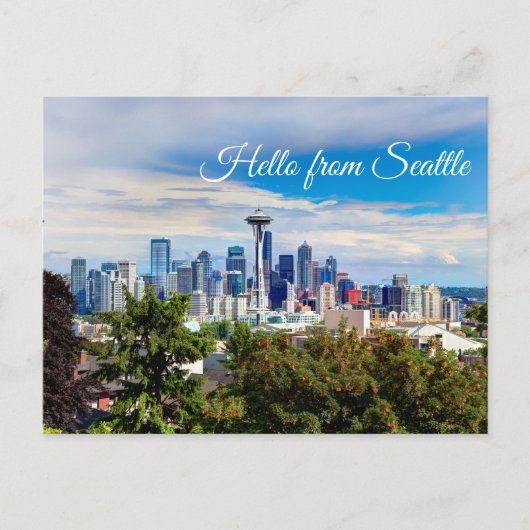 hallo uit Seattle, Washington. Uitzicht in het cen Briefkaart (Voorkant)