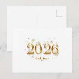 Hallo uitnodiging 2026 –Elegante Nieuwjaarskaart Briefkaart