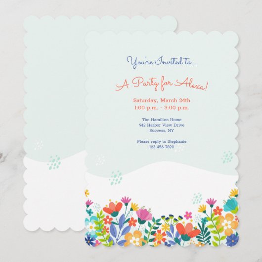 hallo Uitnodiging van de Lente Partij (Voorkant / Achterkant)