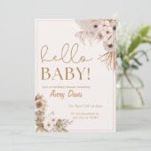 Hallo uitnodiging voor Baby shower (Staand voorkant)