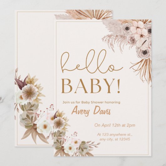 Hallo uitnodiging voor Baby shower (Voorkant / Achterkant)