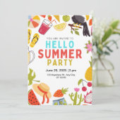 hallo Uitnodiging voor zomerfeest (Staand voorkant)