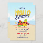 Hallo Uitnodiging voor zomertekens (Voorkant / Achterkant)