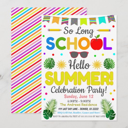 hallo Uitnodiging zomerpartij (Voorkant / Achterkant)