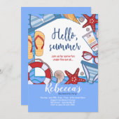 Hallo Uitnodigingen voor Zomerstrandfeest (Voorkant / Achterkant)