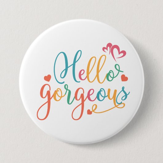 hallo uitstekende multi-kleurenButton Ronde Button 7,6 Cm (Voorkant)