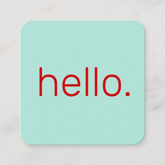 Hallo Unieke moderne rode typografie Casual Vierkante Visitekaartje (Voorkant)