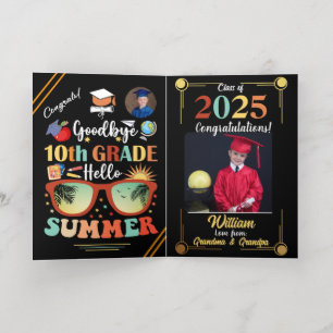 Hallo Vaarwel 10e klas Afstuderen Folie Wenskaart