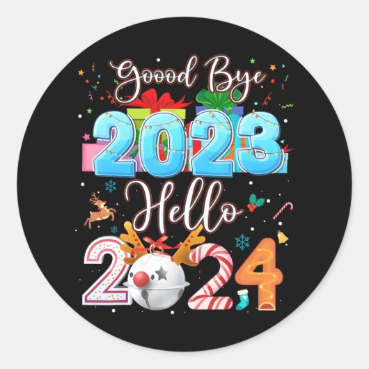 Hallo Vaarwel 2023 Ronde Sticker (Voorkant)