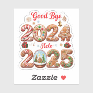 Hallo Vaarwel 2024 2025 Happy New Year Design Sticker
