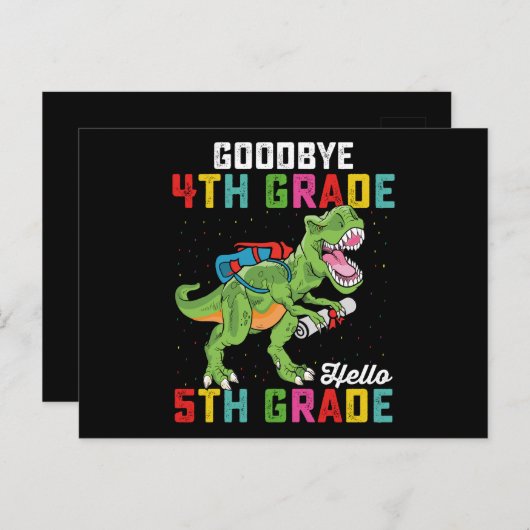 Hallo Vaarwel 4e klas dinosaurus Briefkaart (Voorkant / Achterkant)