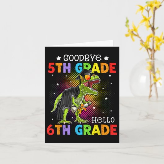 Hallo Vaarwel 5e graad 6e graad Afstuderen T-rex Kaart (Gele Bloem)
