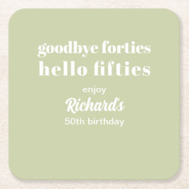 Hallo Vaarwel Forties 50ste verjaardag Kartonnen Onderzetters