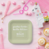 Hallo Vaarwel Forties 50ste verjaardag Papieren Bordje (Feest)