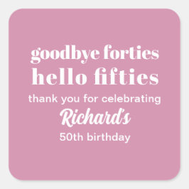 Hallo Vaarwel Forties 50ste verjaardag Vierkante Sticker