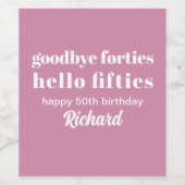 Hallo Vaarwel Forties 50ste verjaardag Wijn Etiket (Enkel label)