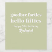 Hallo Vaarwel Forties 50ste verjaardag Wijn Etiket (Enkel label)