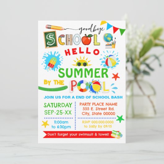 Hallo Vaarwel School Kaart (Staand voorkant)