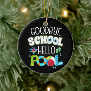 Hallo Vaarwel school? zwembad laatste schooldag gr Keramisch Ornament