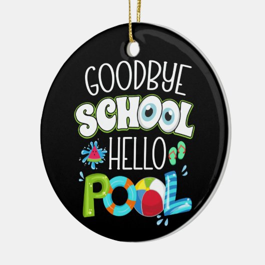 Hallo Vaarwel school? zwembad laatste schooldag gr Keramisch Ornament (Links)