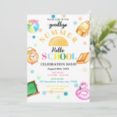 hallo vaarwel Summer School Back to School Party Kaart (Staand voorkant)