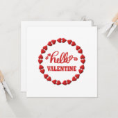 Hallo Valentijn 2024 Gelukkig Valentijn rood hart Kaart (Voorkant / Achterkant in situ)