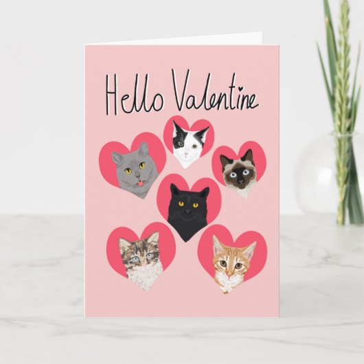Hallo Valentijn Cats Hartkaart - schattige kattenk Feestdagen Kaart (Voorkant)
