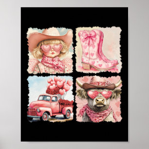 Hallo Valentijn Cowgirl Retro Vintage Westerse Val Poster