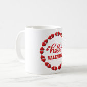 Hallo Valentijn met harten Valentijnsdag Koffiemok (Voorkant links)