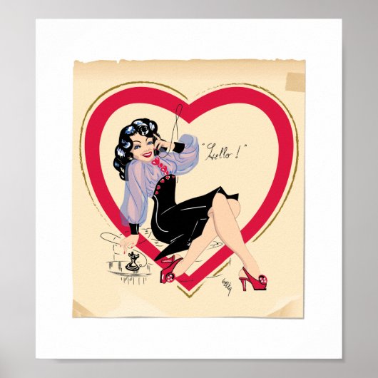hallo Valentijn Pin-Up Girl Poster (Voorkant)