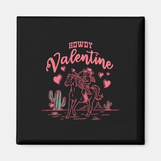 Hallo Valentijn Retro Valentijn Hallo Cowboy Valen Magneet (Voorkant)