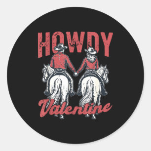 Hallo Valentijn Retro Western Koppel Liefde  Ronde Sticker