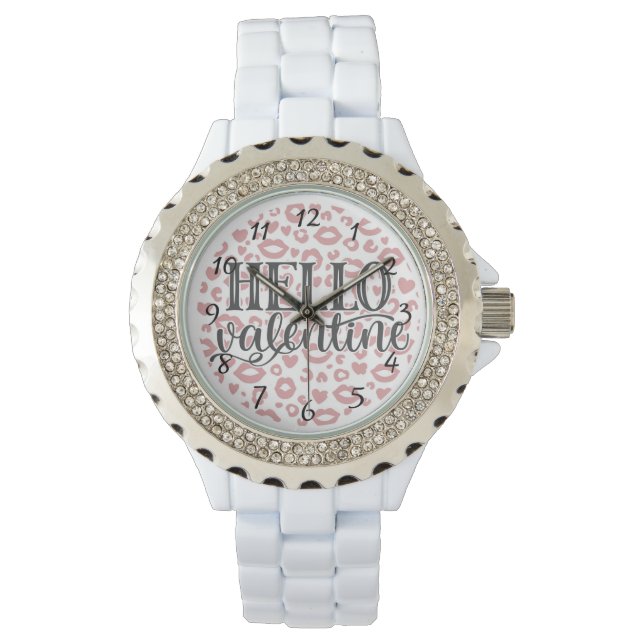 hallo Valentijn Rhinestone Horloge (Voorkant)