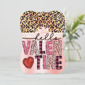 Hallo Valentijn Roze en Zwart Dierenprint Feestdagenkaart (Staand voorkant)