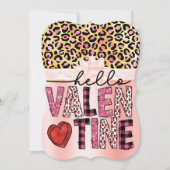 Hallo Valentijn Roze en Zwart Dierenprint Feestdagenkaart (Voorkant)