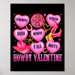 Hallo Valentijn Western Cowgirl Harten Snoep Vrouw Poster