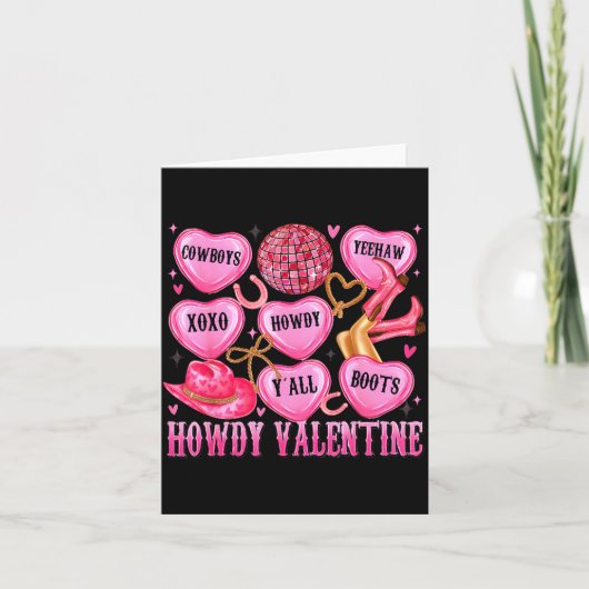 Hallo Valentijn Westerse Cowgirl Harten Snoep Vrou Kaart (Voorkant)