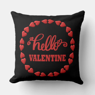Hallo Valentijnsdag Hart van rode valentijnskaart Kussen