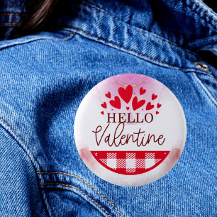 Hallo Valentijnsdag oprecht Ronde Button 5,7 Cm