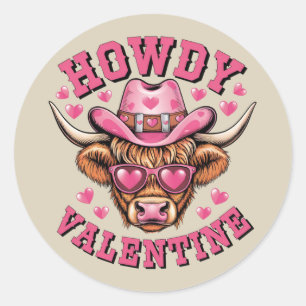 Hallo Valentijnskaart Koe Valentijnsdag Coquette L Ronde Sticker