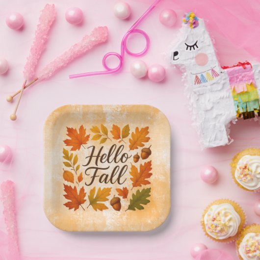 Hallo Vallen bladeren en eikels Papieren Bordje (Feest)